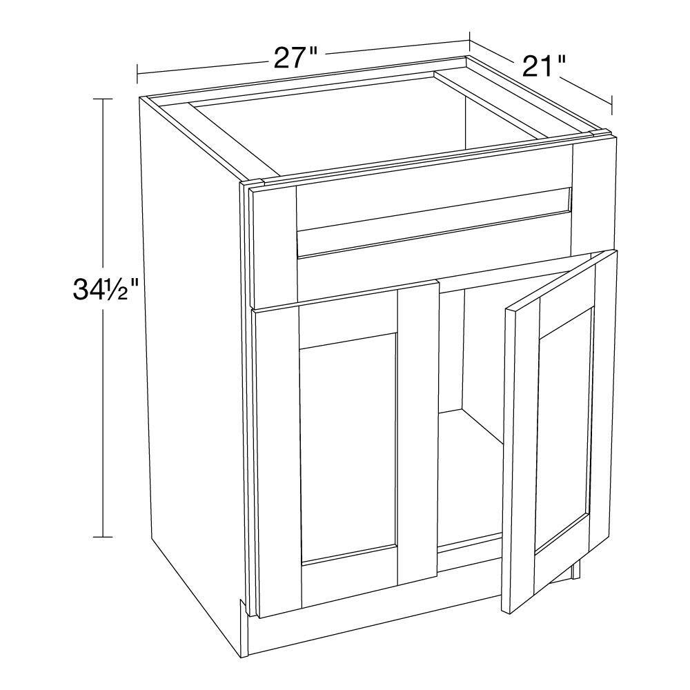 Contractor Express Cabinets Vesper White Plywood Shaker Stock Assembled Bath Kitchen Cabinet Vanity Sink Base Soft Close 27 in. x 34.5 in. x 21 in. VSB2721-AVW