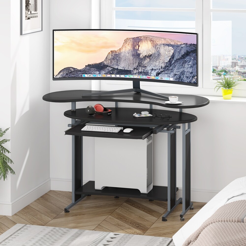 L Shaped Computer Desk  Rotating Corner Desk   Modern Office Study Workstation