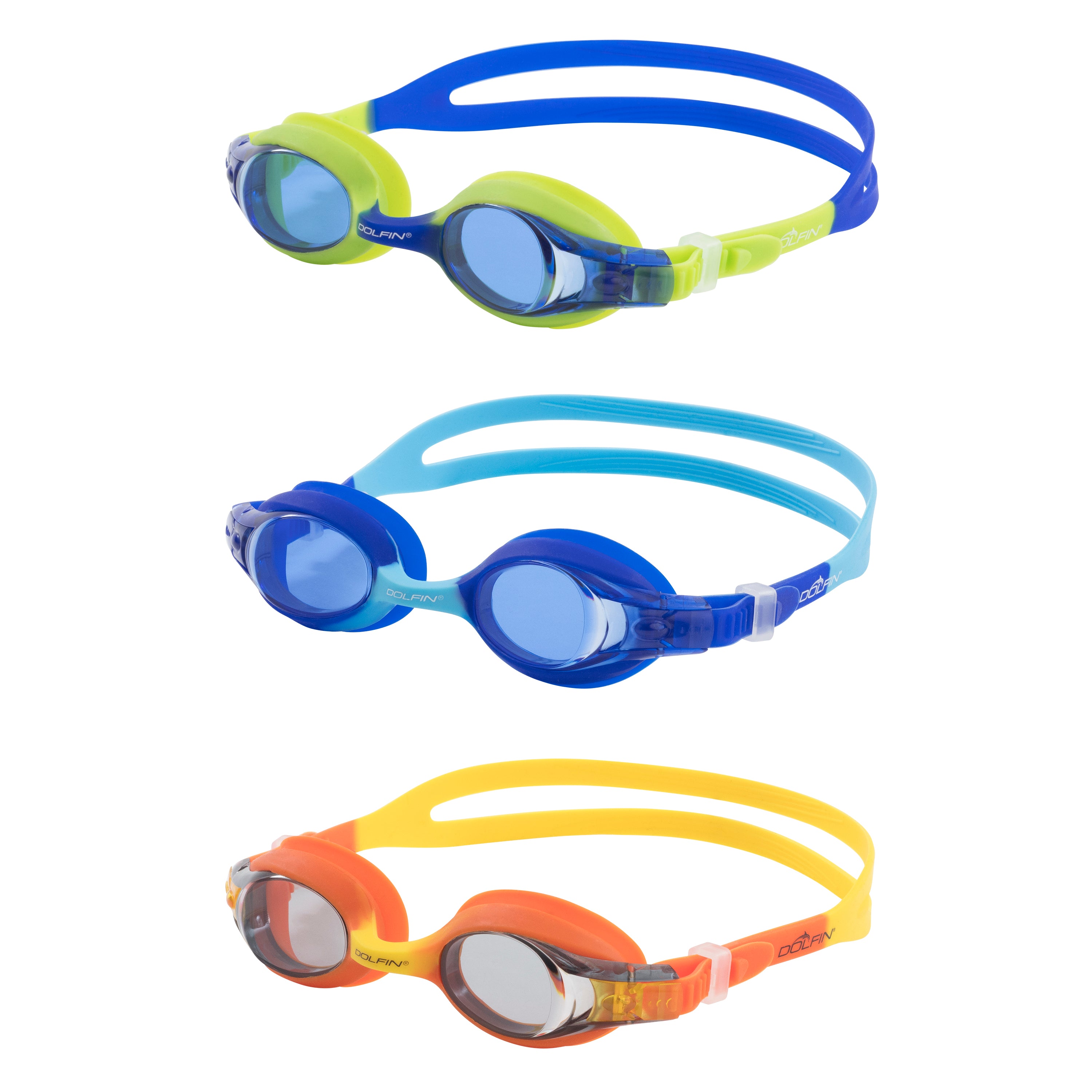 Dolfin Flipper Junior Multi-color Swimming Sport Goggles (3 Pieces)