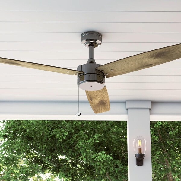 Prominence Home Journal Indoor/Outdoor Ceiling Fan， Damp Rated， Contemporary， Gun Metal - 52-inch Shopping - The Best Deals on Ceiling Fans | 34777946