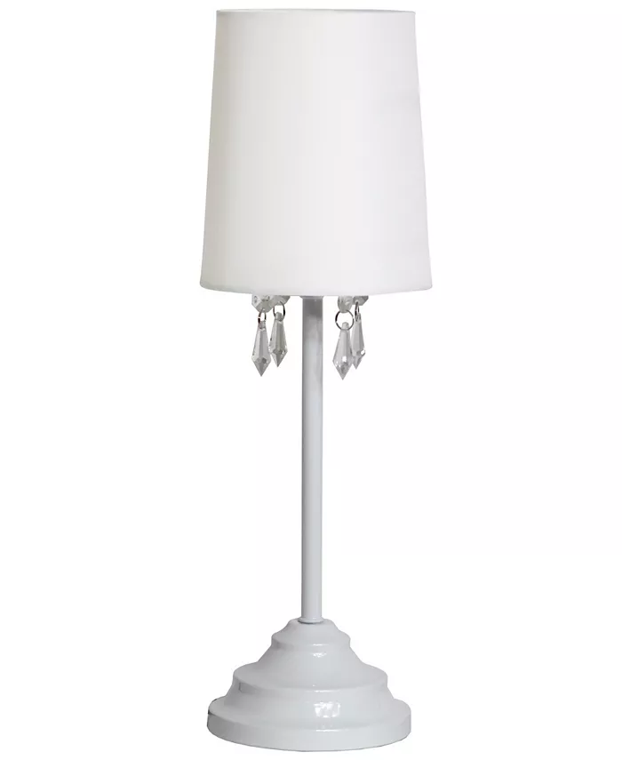 All The Rages Simple Designs Table Lamp with Fabric Shade and Hanging Acrylic Beads