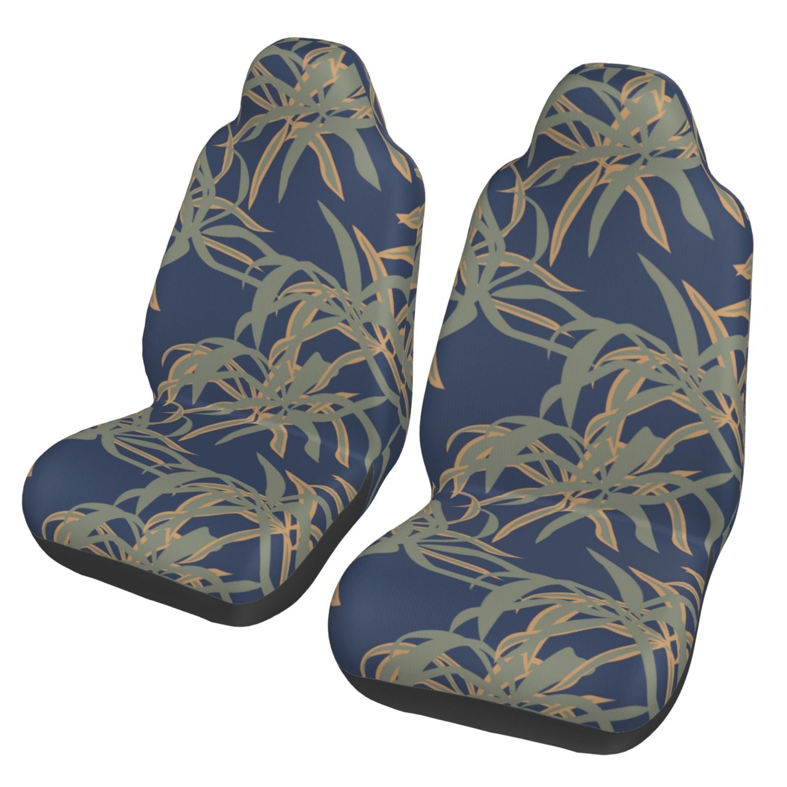 TEQUAN Front Seat Covers， Tropical Leaf Pattern 2 Piece Car Seat Cover Fit Most Car SUV Truck Van