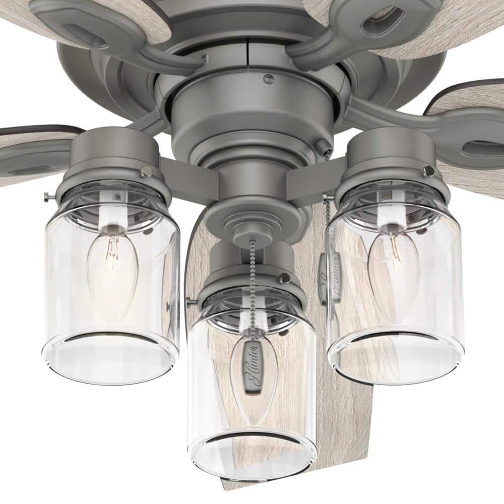 Hunter Crown Canyon 52 in LED Indoor Matte Nickel Ceiling Fan with Light Kit