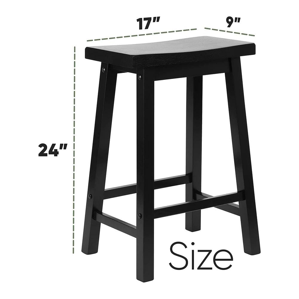 PJ wood 16.33 in. x 12.63 in. x 24.00 in. Black Wood Kitchen, Table, and Bar Counter Stool CH01-0201-004-SG-A04