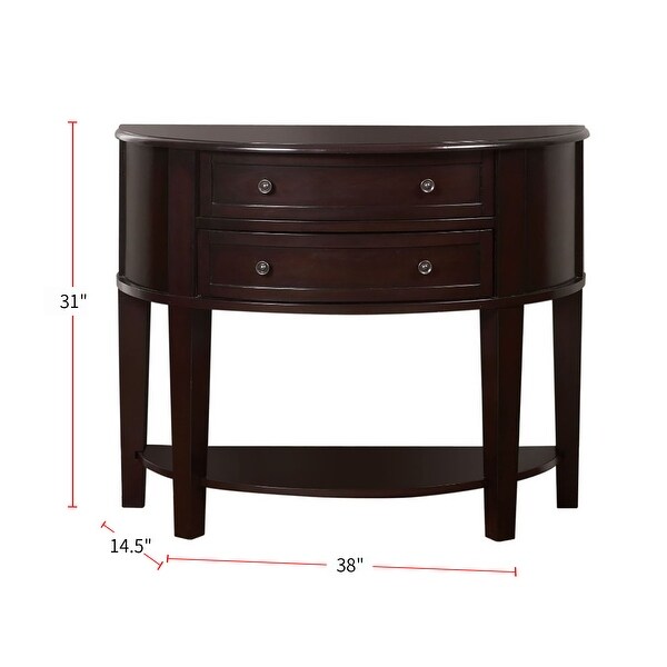 2 Drawers Side Table with Open Shelf in Espresso