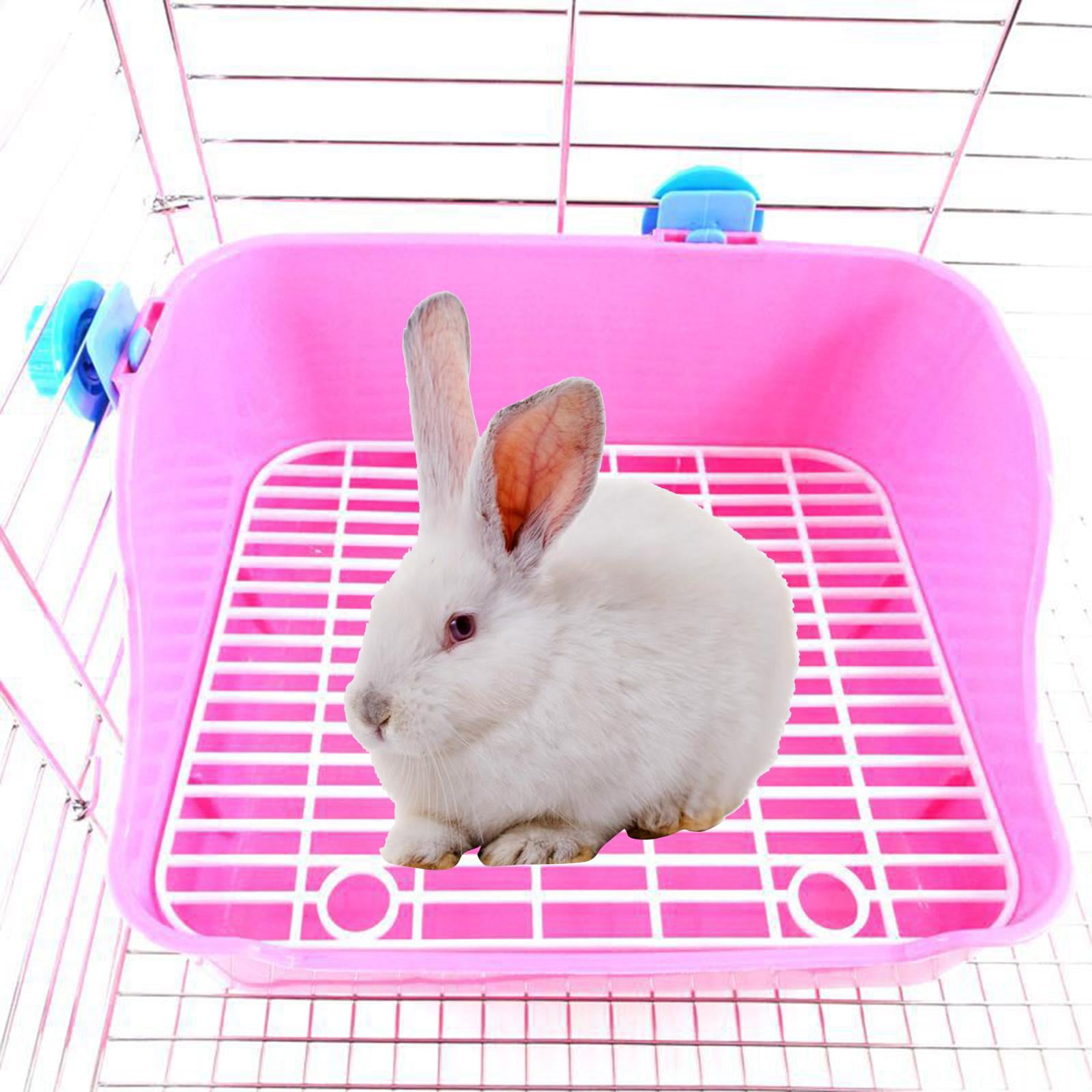 Litter Tray Toilet，Rabbit Litter Box for Cage Corner ，Pet Litter Pan Trainer Bunny Litter Box Cleaner，corner large toilet guinea rats Small Animal，Hamster Chinchilla Ferret Pink