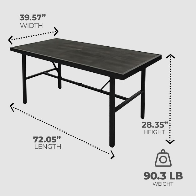 Four Seasons Courtyard Nantucket 40 X 72 Inch Rectangular Outdoor Patio Dining Table All Weather Woven Tabletop For Backyard Lawns And Decks Brown