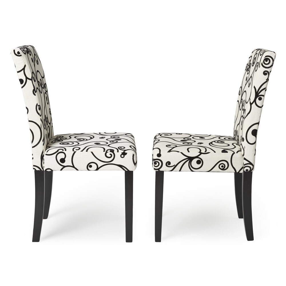 Simple Living Parson Cream and Black Rubber Wood Dining Chairs (Set of 2)