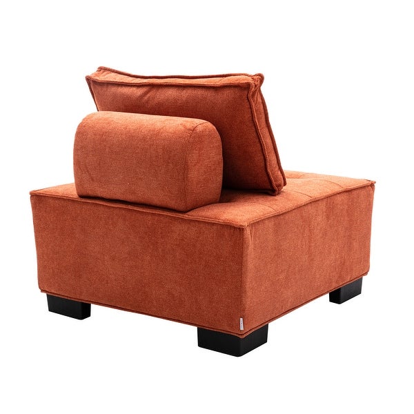 Modern Ottoman Lazy Chair， Upholstered Barrel Sofa， Small Accent Chair with Solid Wood Legs for Bedroom Living Room Apartment