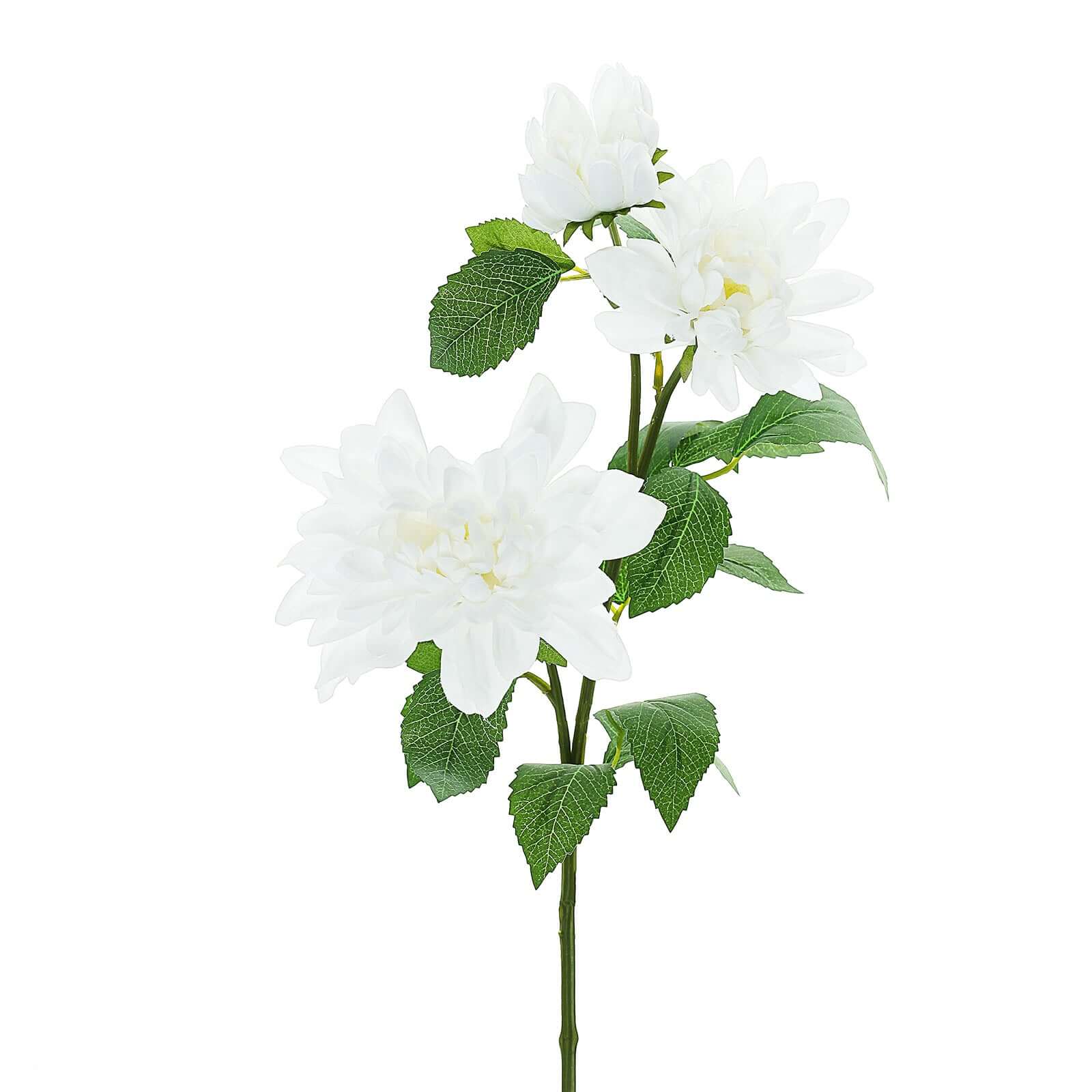 White Artificial Dahlia Silk Flower Stems, Faux Floral Spray 30