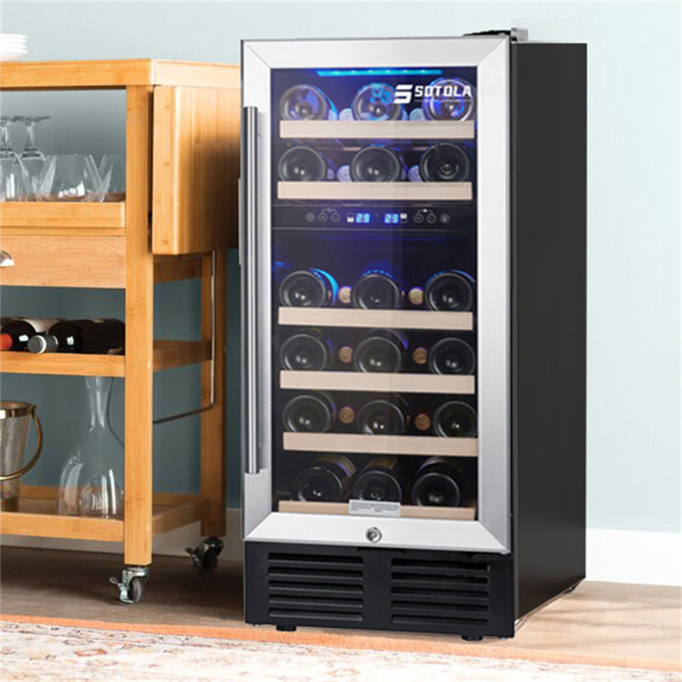 Wine Cooler Refrigerators 28 Bottle Fast Cooling Wine Fridge， Digital