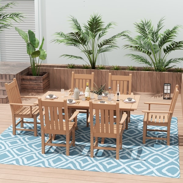 Polytrends Laguna Hdpe All Weather Outdoor Patio Dining Set with Rectangle Table，Arm Chairs (7Piece Set)