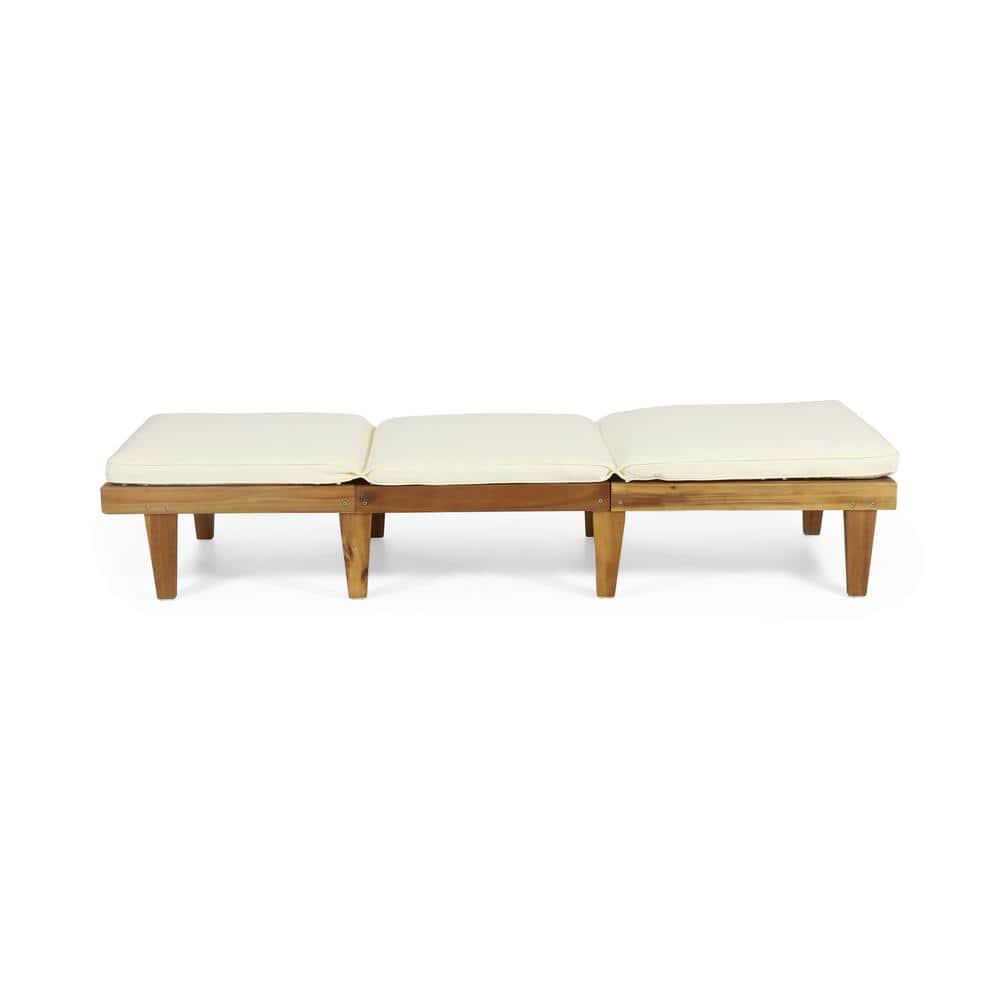 Noble House Ariana Wood Outdoor Chaise Lounge with Cream Cushion