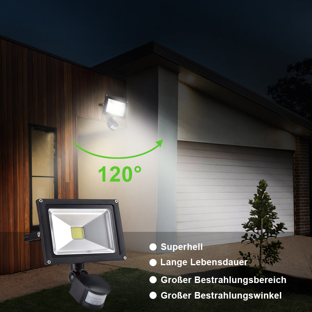 DingLiLighting Outdoor Motion Sensor LED Flood Light，50w，IP66 Waterproof，4500LM Security Floodlight，for Garden，Patio，Yard，Stairs with a US 3-Plug 6500K AC86-265V