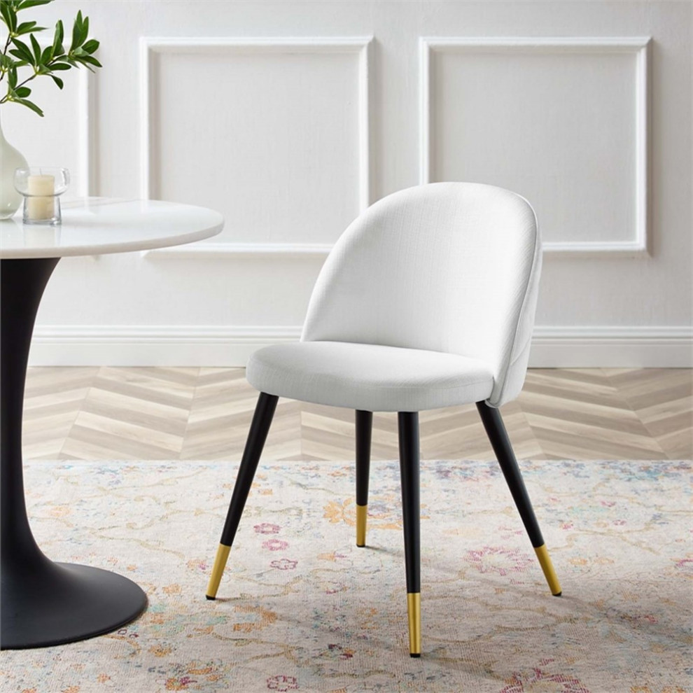 Modway Cordial 18 quotFabric  ampMetal Dining Chairs in Black/White (Set of 2)   Midcentury   Dining Chairs   by House Bound  Houzz