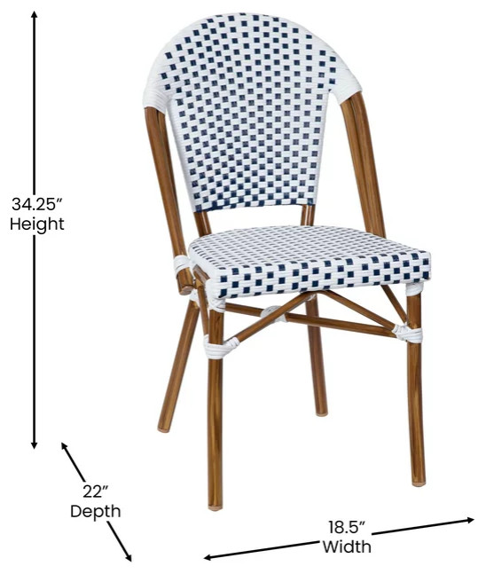 Set of 2 Indoor Outdoor Dining Chair  Woven Rattan Seat  ampBack   Tropical   Outdoor Dining Chairs   by Decorn  Houzz