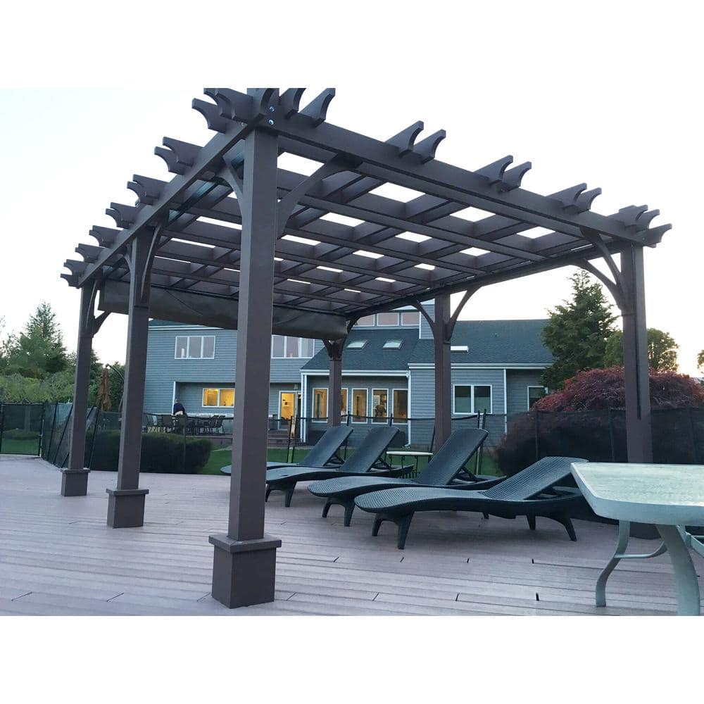 Outdoor Living Today 12 ft. x 16 ft. Breeze Cedar Pergola with Retractable Canopy BZ1216WRC