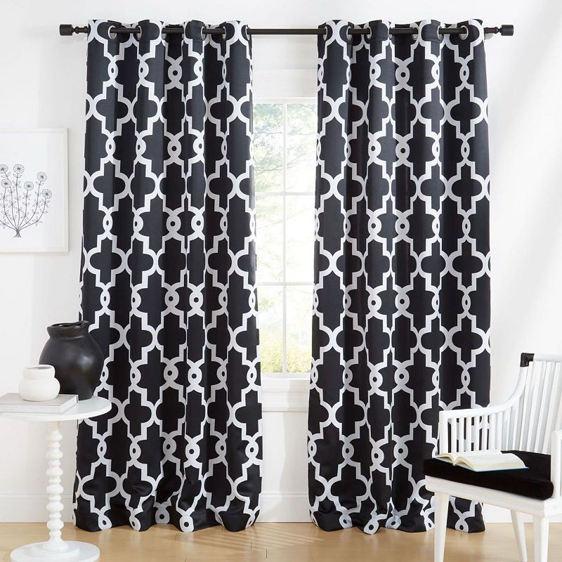 Exclusive Home 2-pack Ironwork Sateen Woven Blackout Window Curtains