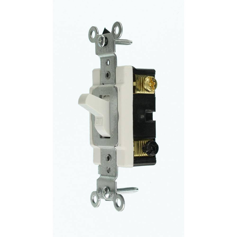 Leviton 20 Amp Commercial Double-Pole Toggle Switch White R52-0CSB2-2WS