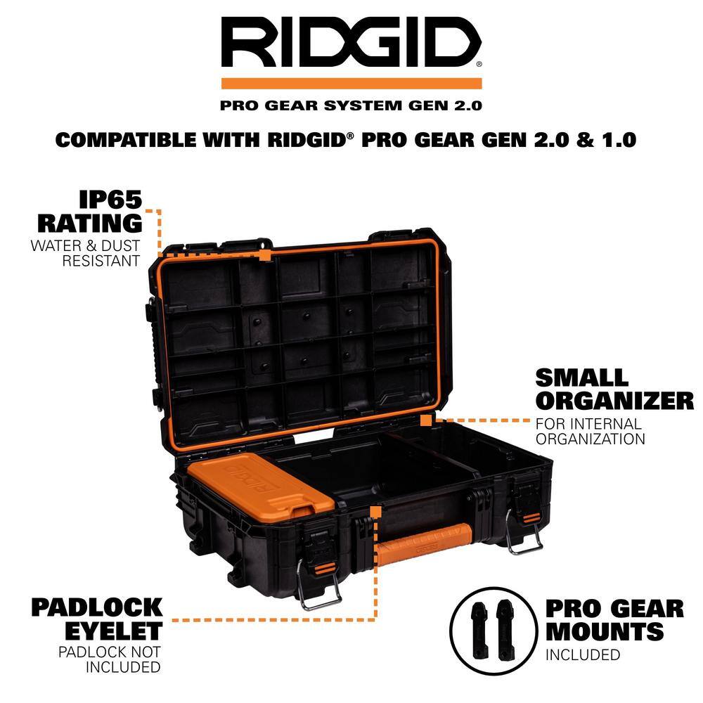 RIDGID 2.0 Pro 22 in. Gear System Rolling Tool Box and Tool Box and Tool Case 254065-254067-254069