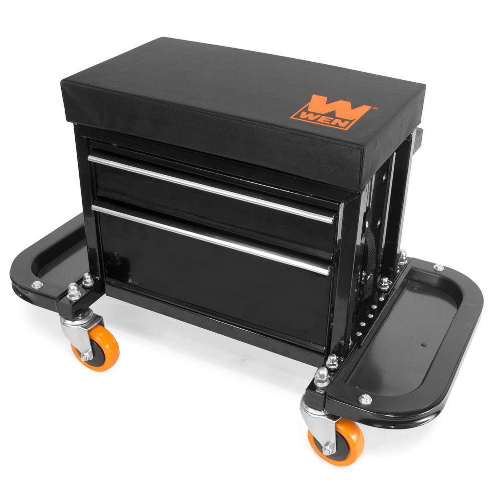 WEN 400-Pound Capacity Garage Glider Rolling Tool Chest Seat with Storage Pouch GG1400