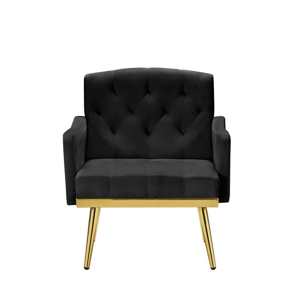 Accent Chair Tufted Armchair， Velvet Fabric Upholstery Accent Chairs with Metal Legs