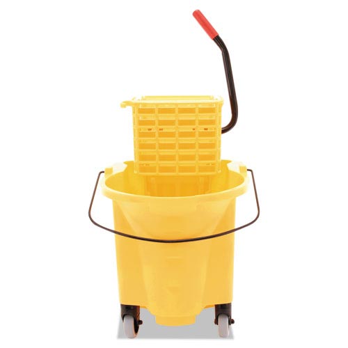 Rubbermaid Wavebrake 26 Quart Side Press Mop Bucket and Wringer Combo | Yellow | RCP748000YEL