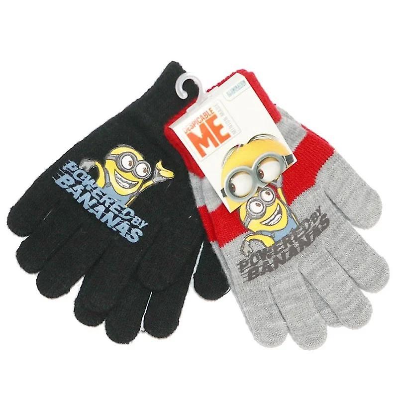 2-pack minions stupid me mittens finger mittens one size black/red/grey