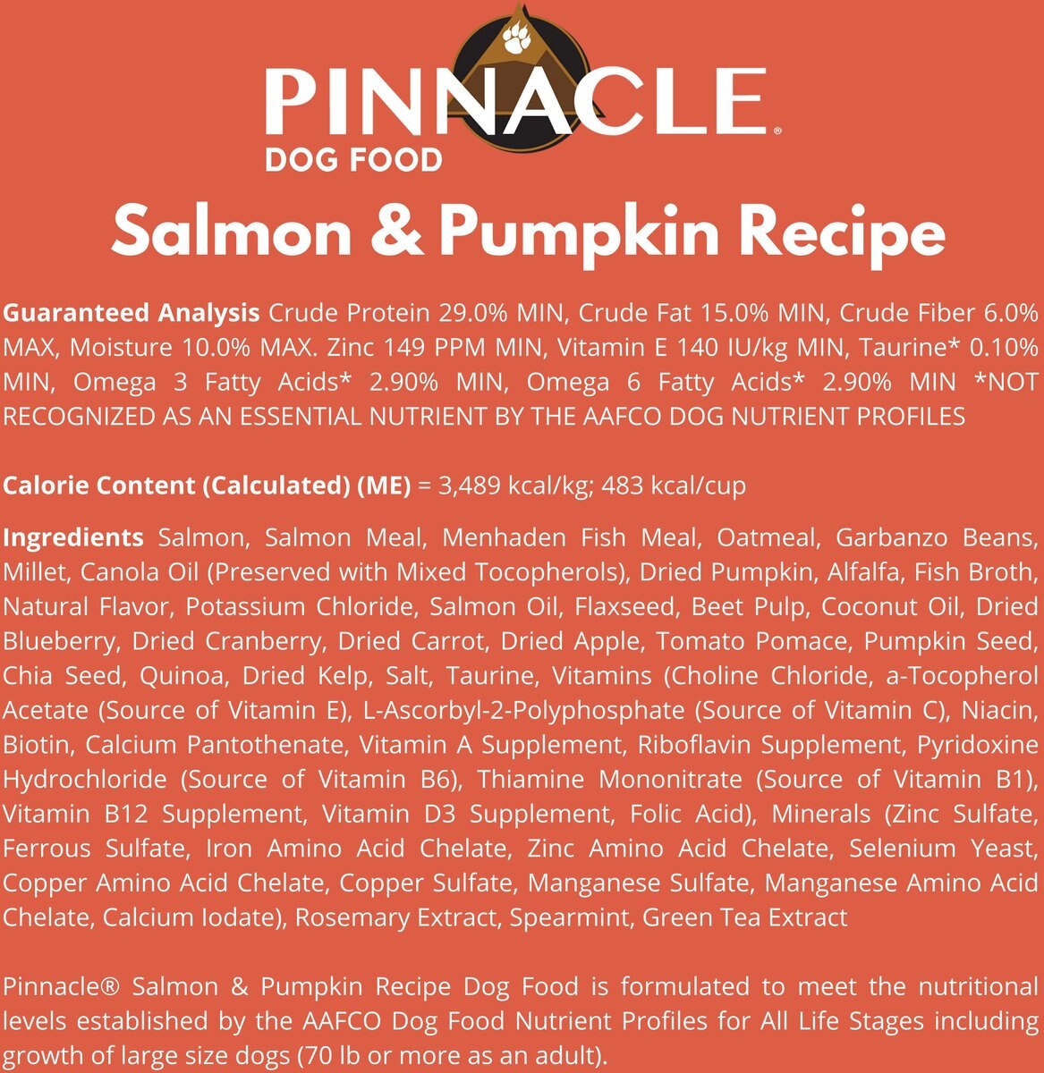 Pinnacle Salmon and Pumpkin Recipe Dry Dog Food