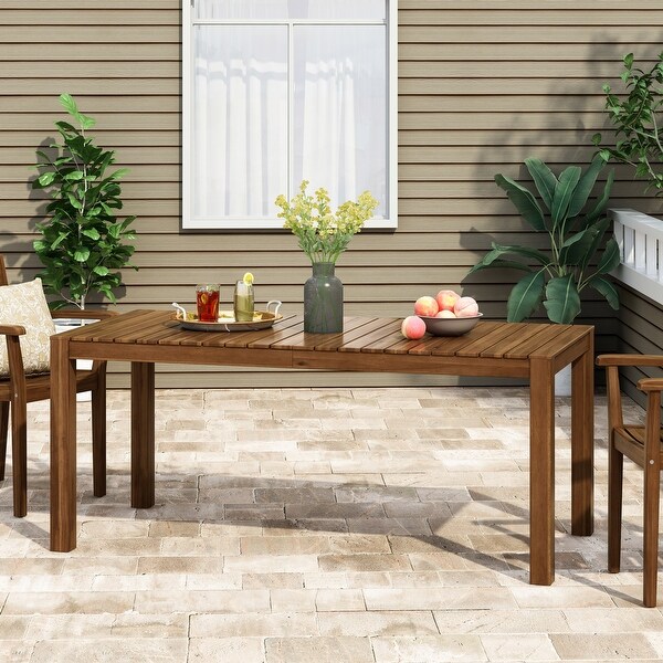 Outdoor Dining Table with Rustic and Slat Design for Backyard，Patio Bar，Deck，Dining Room