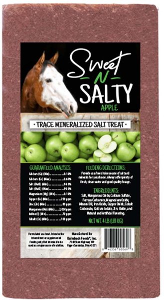 Kalmbach Feeds Sweet N Salty Apple Flavored Horse Salt Treat， 4-lb brick