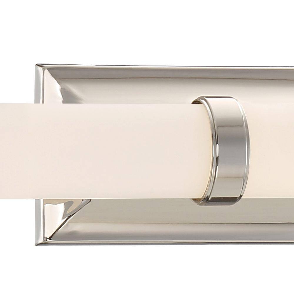 Home Decorators Collection Rolande 100-Watt Equivalent Polished Nickel LED Vanity Light with Tube Etched Glass 22838