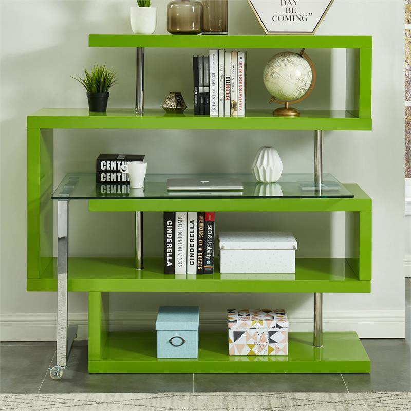 Furniture of America Creema Modern Wood 4 Shelf Bookcase Desk in Green   Contemporary   Bookcases   by Homesquare  Houzz