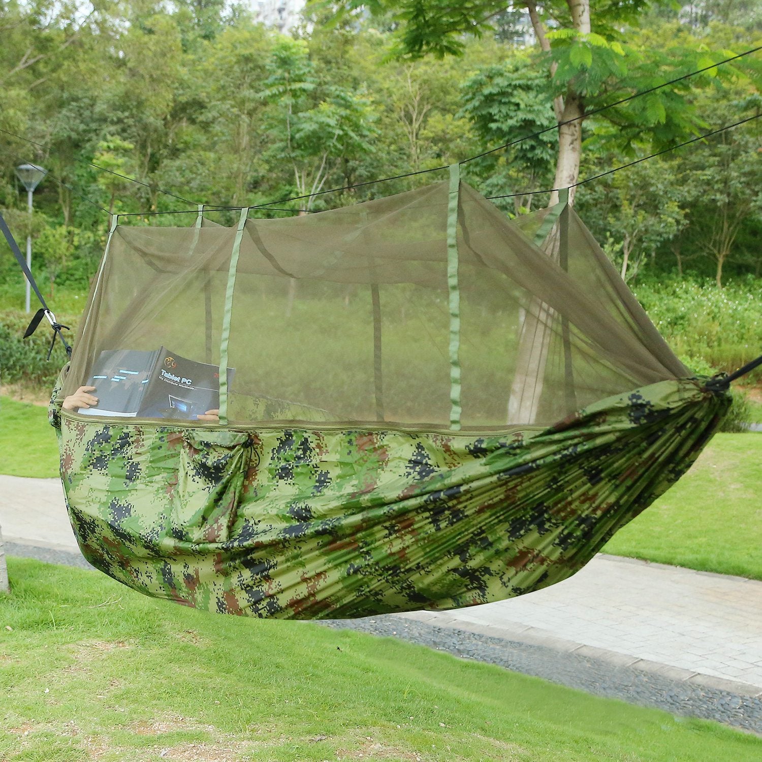 iMountek Camping Hammock with Mosquito Net Portable Automatic Quick Open Hammocks for Indoor Outdoor Hiking Camping Backpacking Travel Backyard Beach