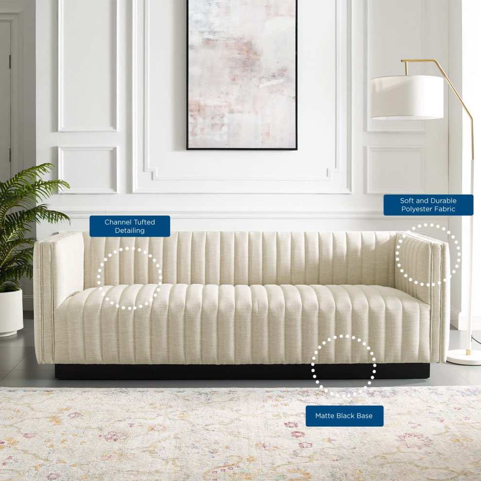 Tufted Sofa  Fabric  Navy Blue  Modern  Living Lounge Hotel Lobby Hospitality   Transitional   Sofas   by House Bound  Houzz