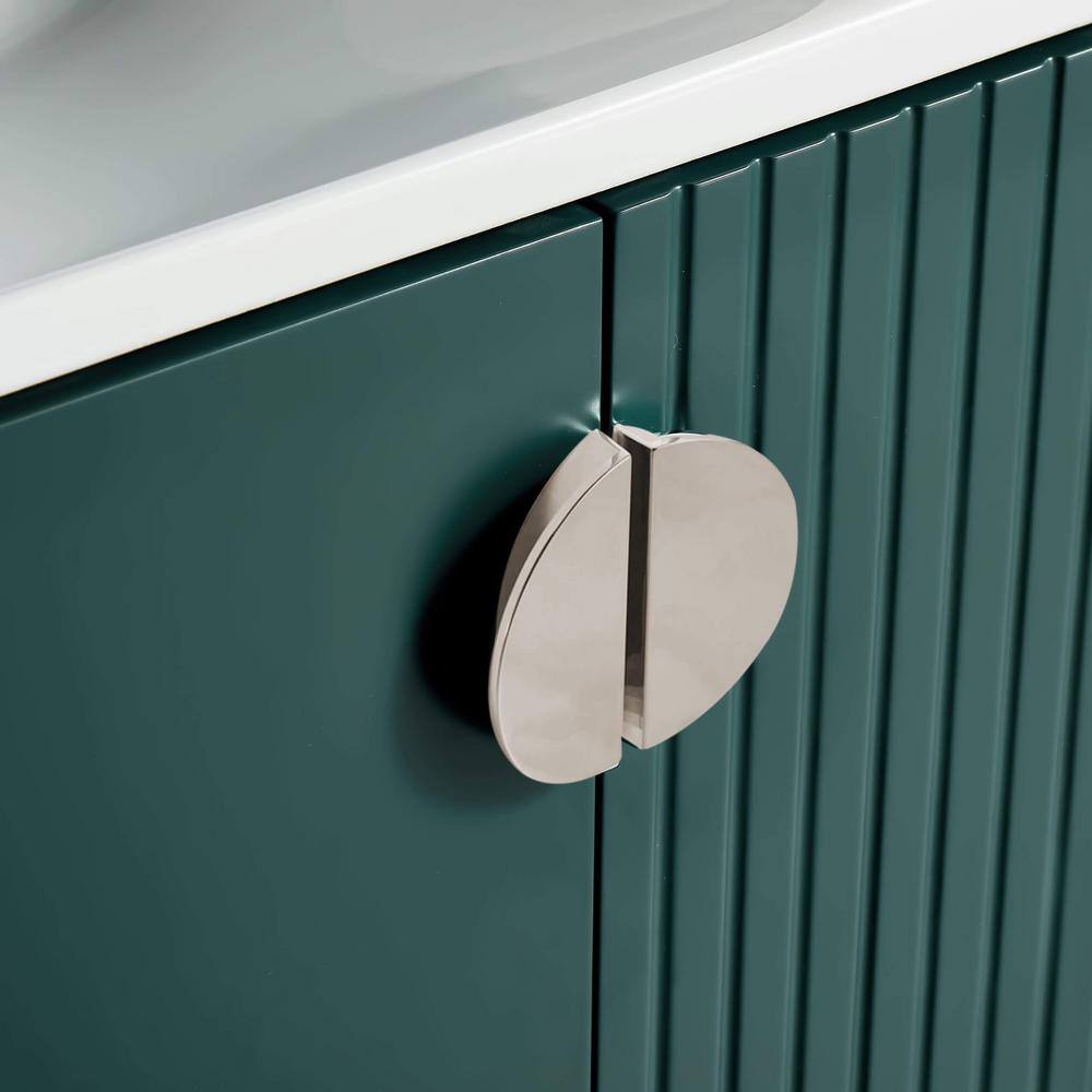 FINE FIXTURES Venezian 30 in. W x 18.11 in. D x 33 in. H Bathroom Vanity Side Cabinet in Green with White Ceramic Top VN30GN-VNHA1SN