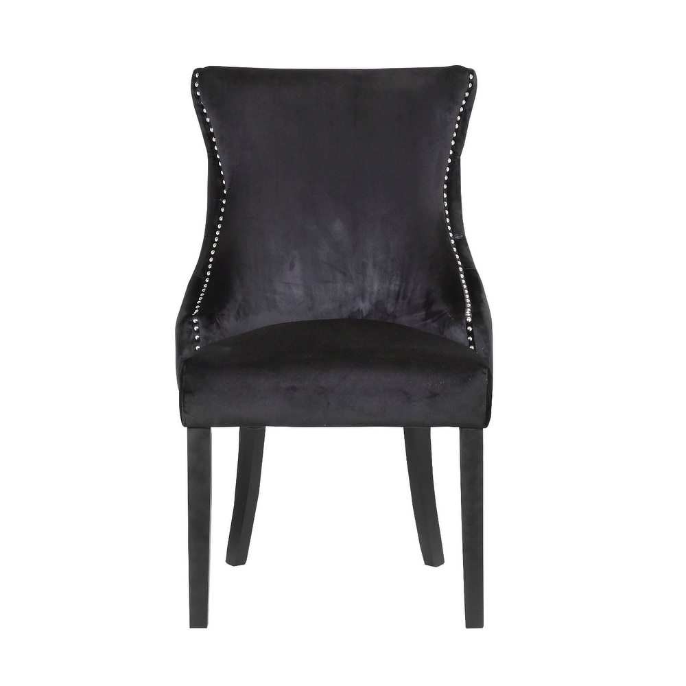 Modern Velvet Dining Chair With Wooden Legs  (Set of 2)