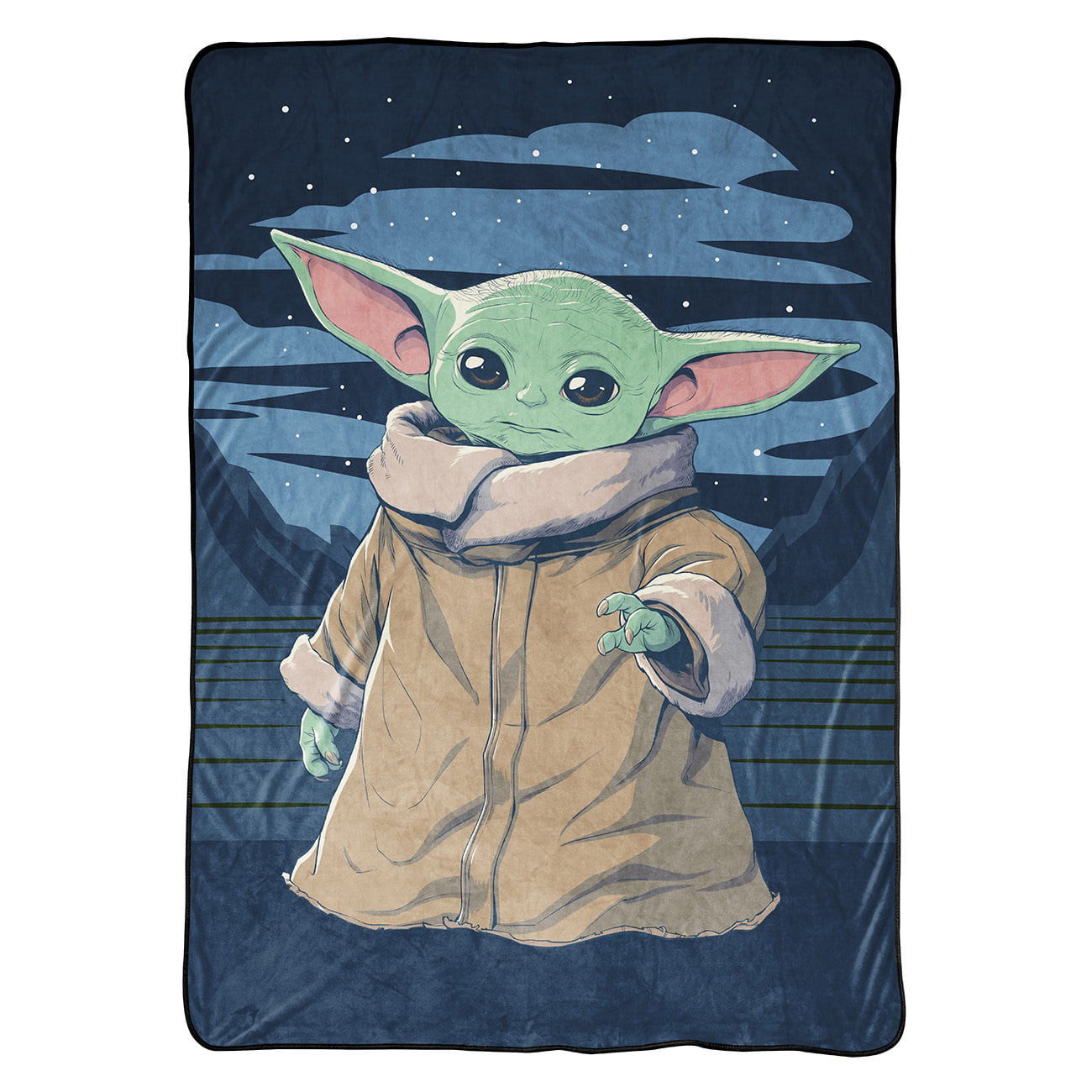 Baby Yoda Powerful Child Kids Blanket， 62 x 90， Microfiber， Blue， Star Wars