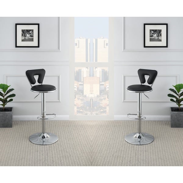 Adjustable Faux Leather Bar stool Gas lift Chair， Set of 2