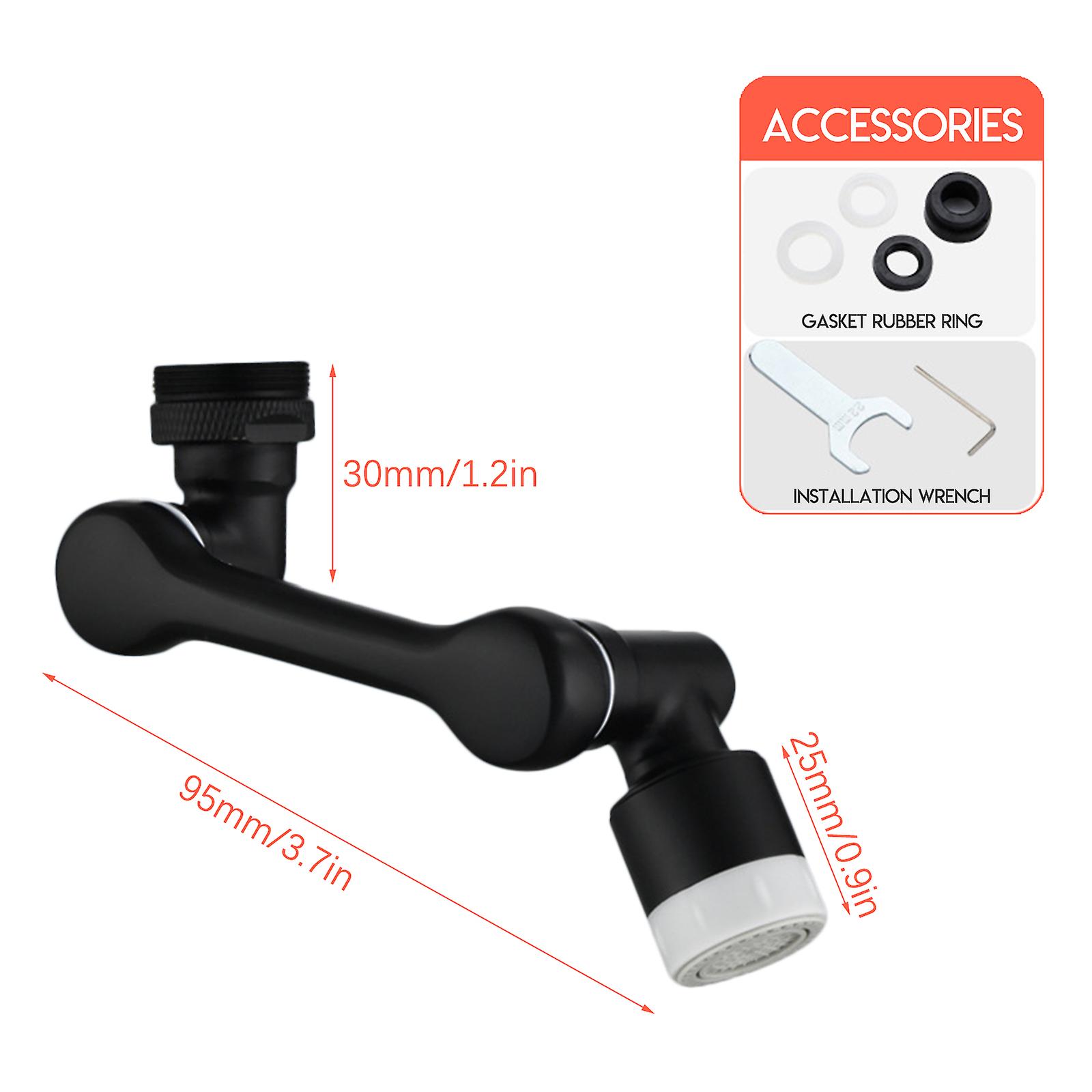 1080 Degree Mechanical Arm Kitchen Sink Faucet With Dual Mode In Black