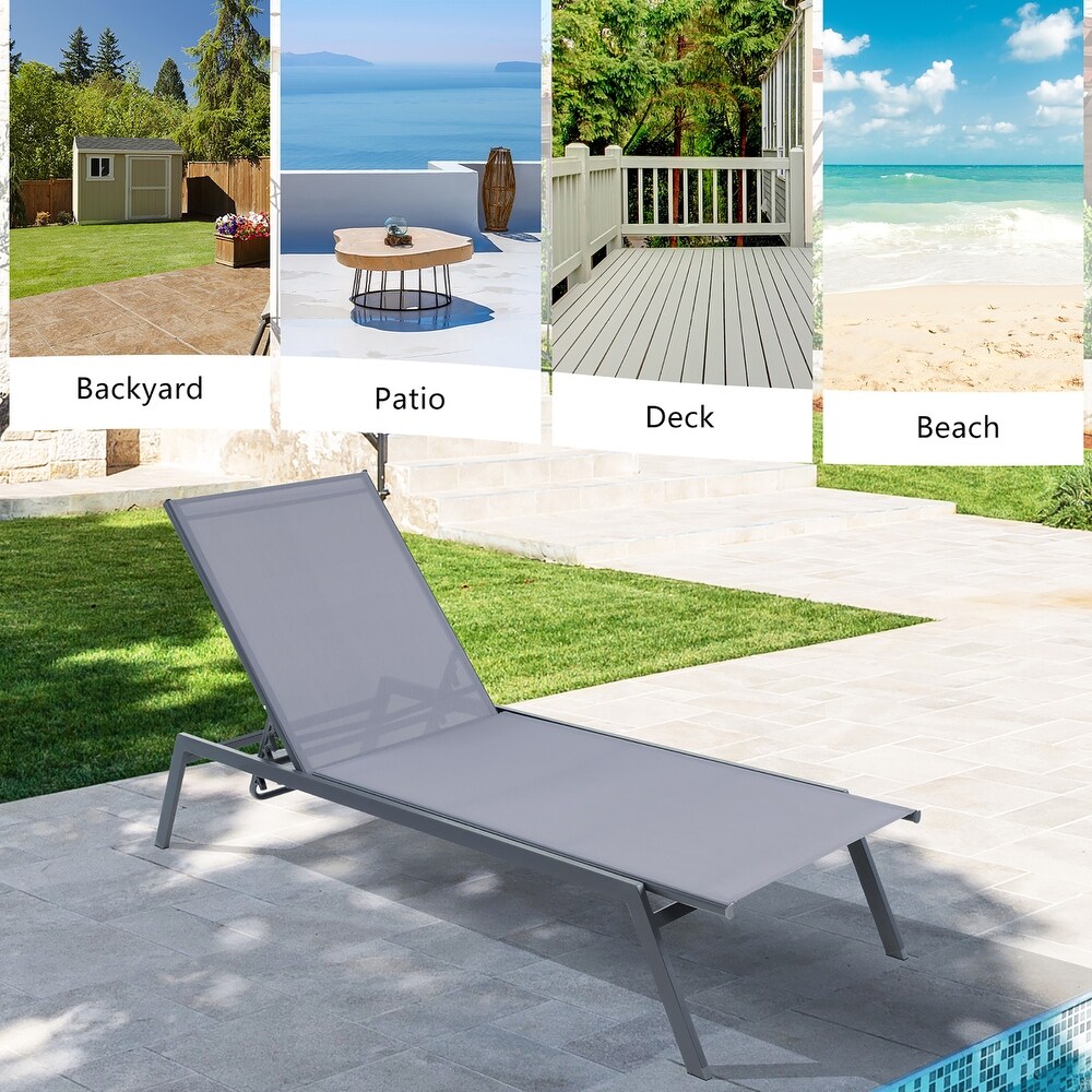 Gymax Patio 6 Position Adjustable Lounge Chair Outdoor Reclining Chair