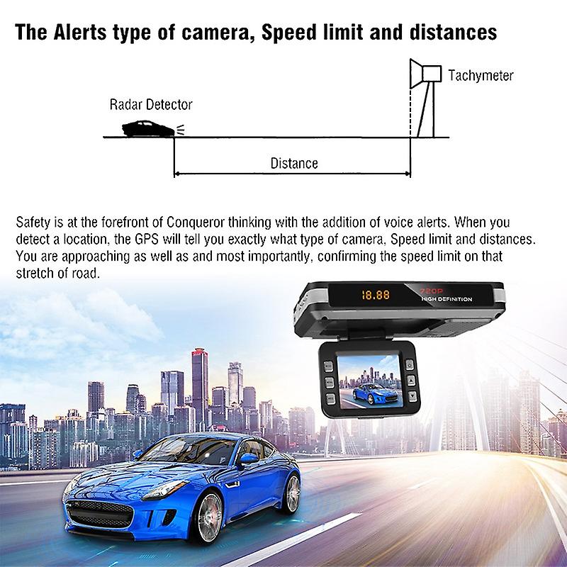 Car Video Dvr Recorder Camera + Radar Laser Speed Detector 2 In 1 2.0 Inch 1080p Hd Dash Cam English Russian Night Vision G-sensor Traffic Alert