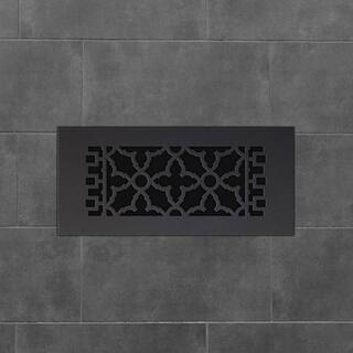 Reggio Registers Scroll Series 4 in. x 12 in. Cast Iron Grille Black without Mounting Holes 614-NH