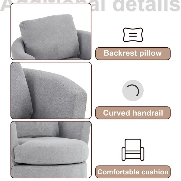 Swivel Barrel Chair，Comfy Round Accent Sofa Chair for Living Room，360 Degree Swivel Barrel Club Chair