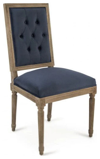 Domani Velvet Louis Side Chair  Blue   French Country   Dining Chairs   by Rustic Home Furniture Deco  Houzz