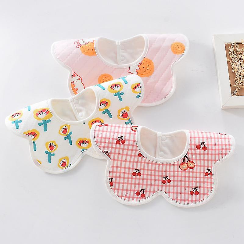 3pcs Baby Petal Bibs 360-degree Rotating Multicolor Cotton