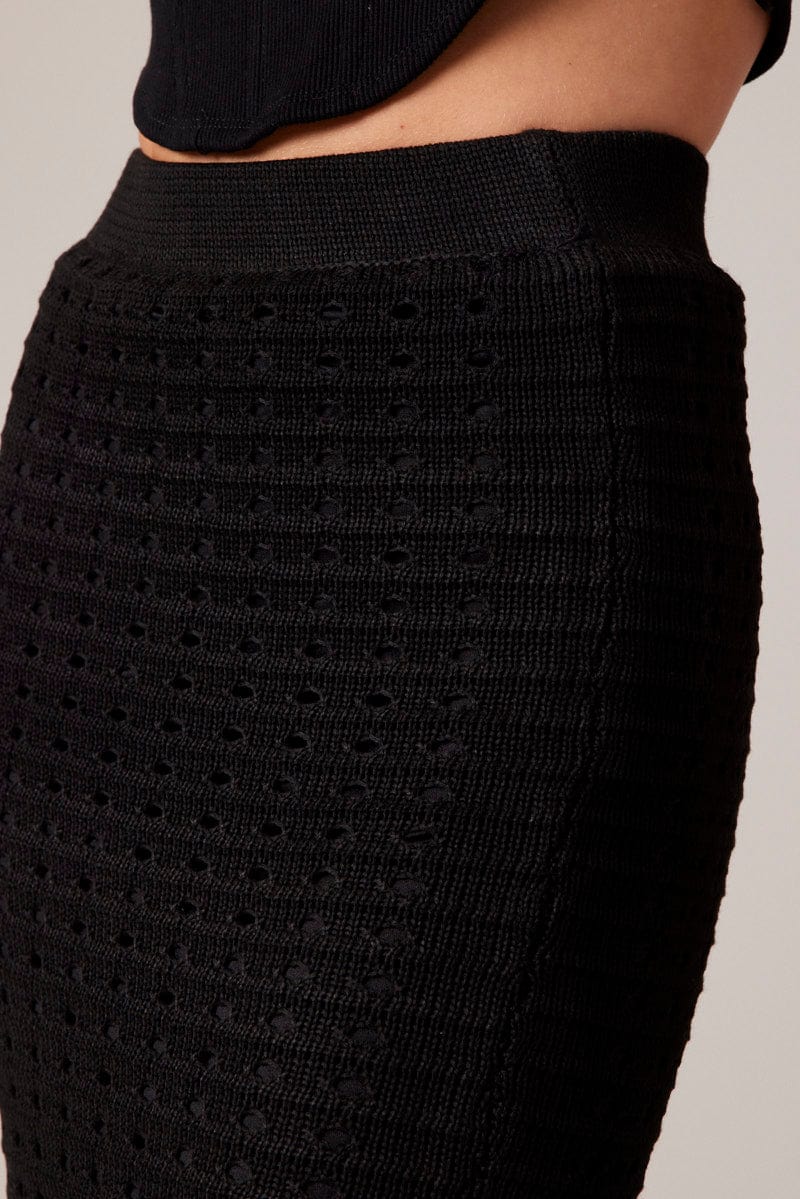 Black Knit Skirt Crochet