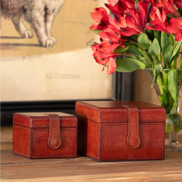 Park Hill Collection Leather Valet Storage Boxes