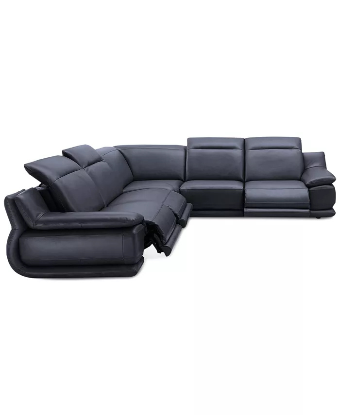 Furniture Daisley 5-Pc. Leather L Shaped Sectional Sofa with 3 Power Recliners