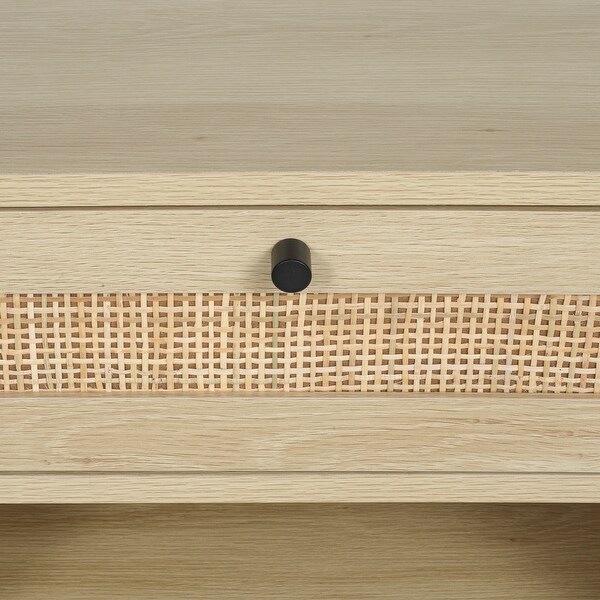 Rattan Nightstands with Rattan-Like Decor Drawer - - 37179233